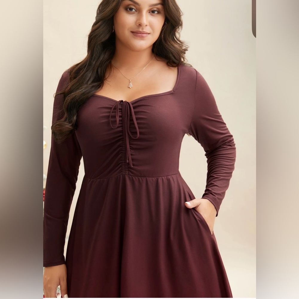 BloomChic Burgundy Ombre Long Sleeve Dress - Picture 2 of 10